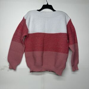 SHEIN Women’s Color Block Sweater Size Large Pink Red White Knit Pullover